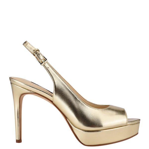 Nine West Elle Slingback Gold Platform Sandals | Ireland 31Q29-8G68
